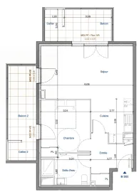Vente Appartement  - Appartement  - 2 pièces  - 51.7 m²
