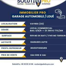 Vente IMMOBILIER PROFESSIONNEL  LOUÉ VAYRES (33) –
