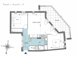 Vente Appartement  - Appartement  - 3 pièces  - 58.0 m²