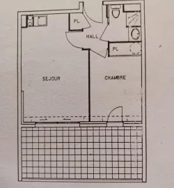 Location Beau T2 meublé 31m² avec grande terrasse 15m²