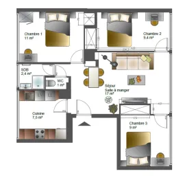 Colocation Colocation meublé 3 chambres