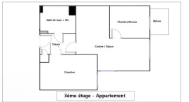 Location Beau 3P meublé 47m² neuf à Cergy avec balcon